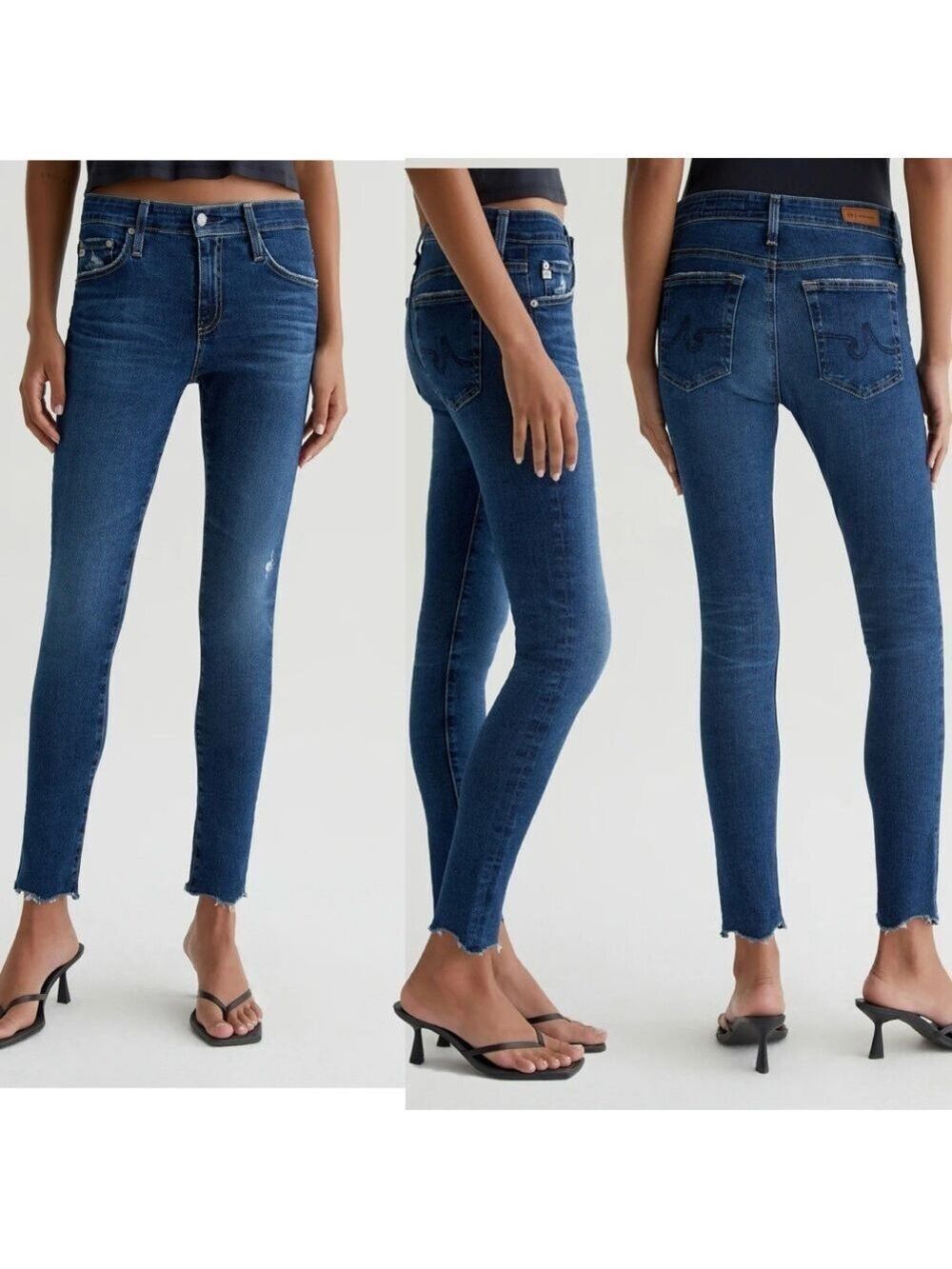 Adriano Goldschmied blue Wash the farrah skinny high rise ankle denim jeans 25R